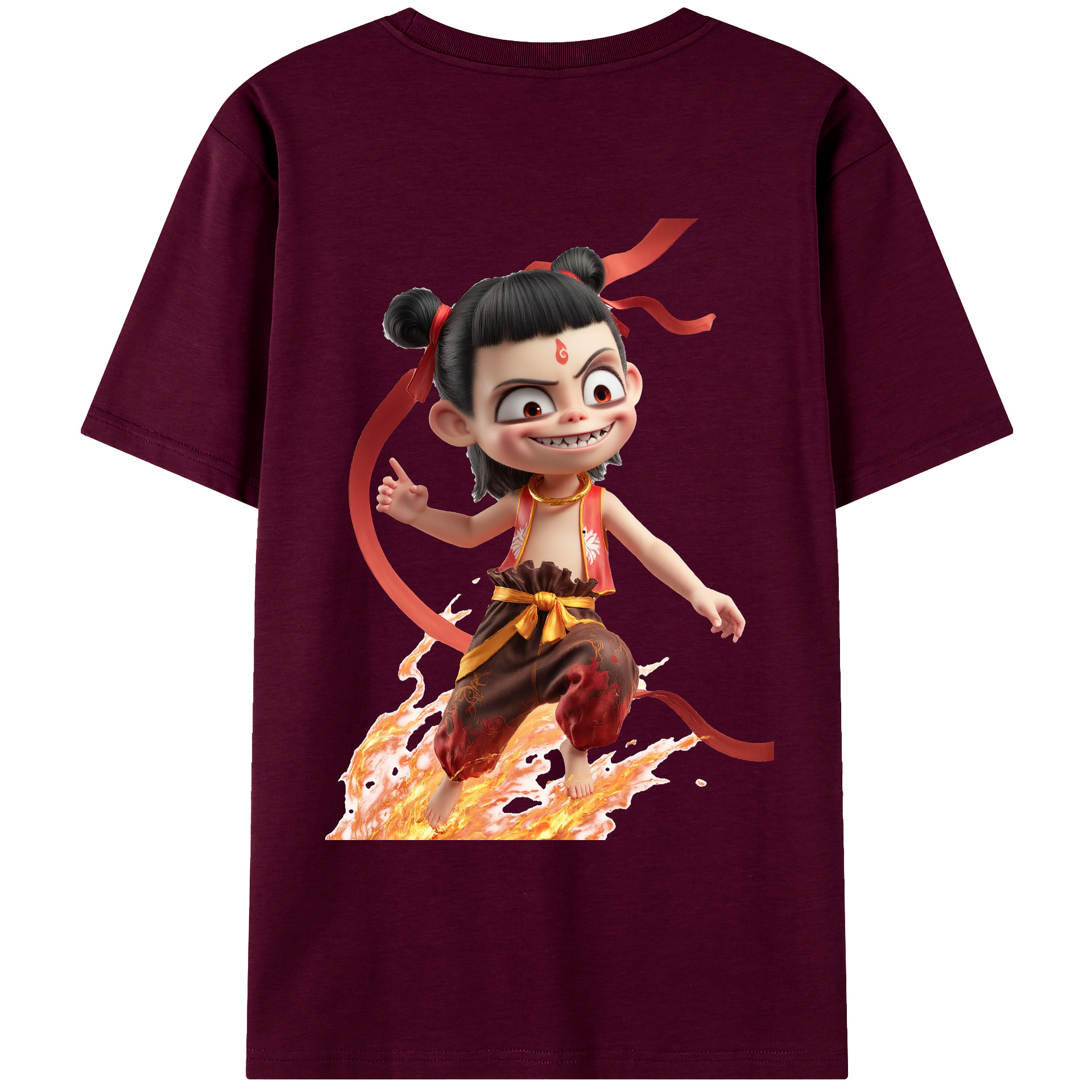 （画像用） Ne Zha 2 ナタ 魔童の大暴れ レディース半袖Tシャツ(バックプリント)